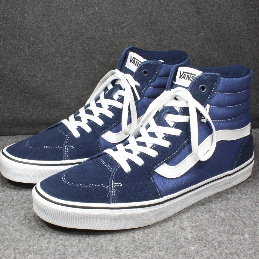 Vans Filmore Navy Blue Suede Canvas High Top Skate Shoes Mens Size 11.5